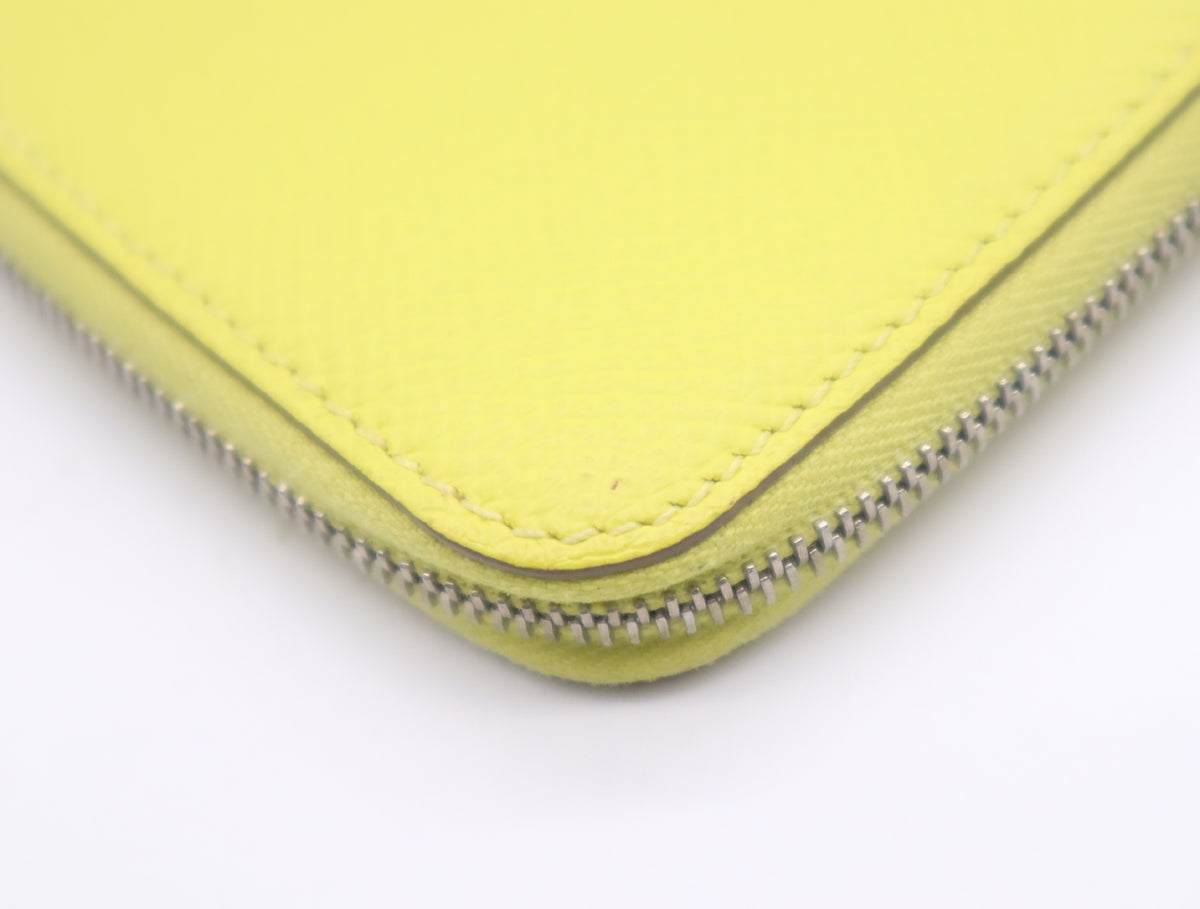 Hermes Azap Silkin Epsom Leather Silk, Yellow, Leather, Wallet