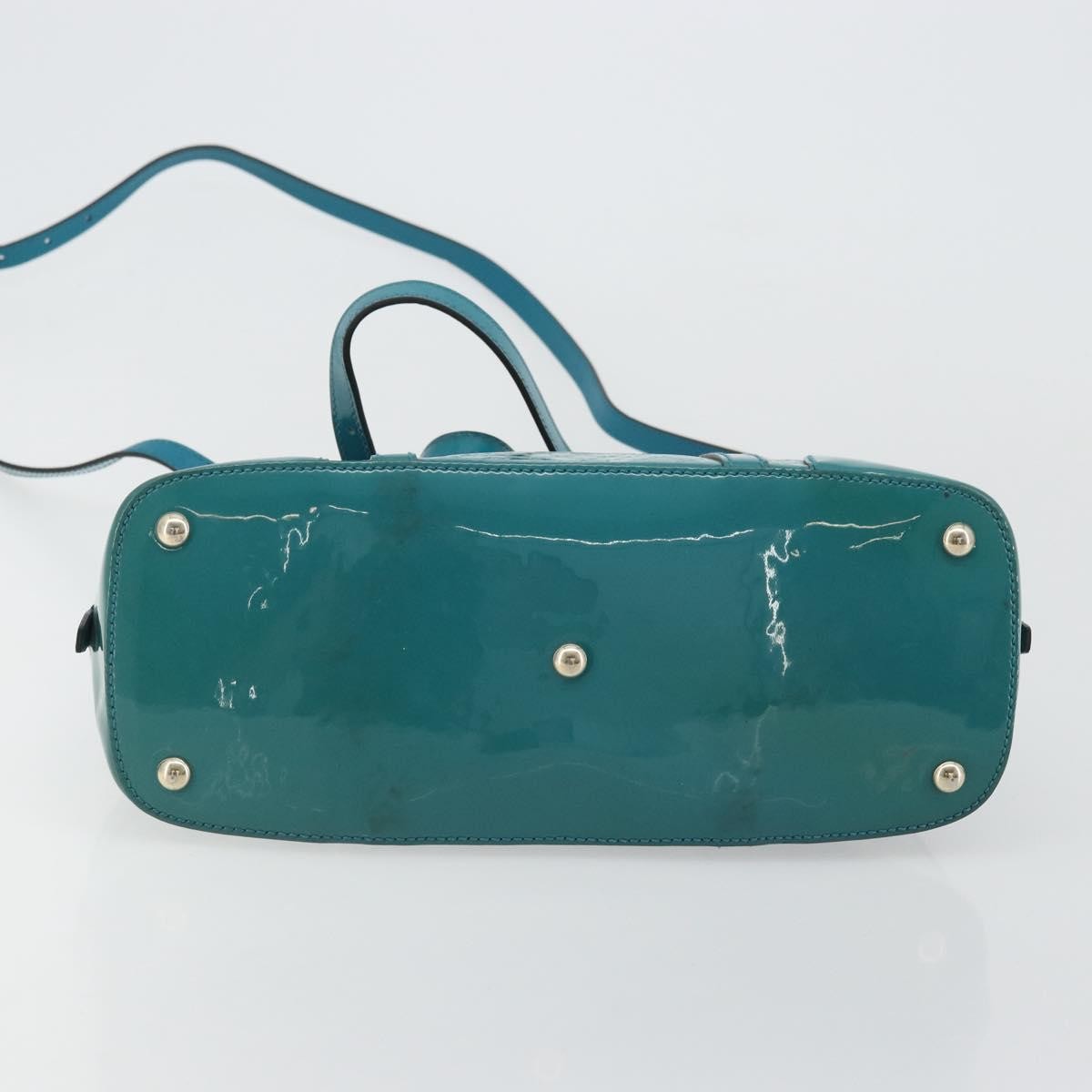 Gucci Nice Top Handle Microguccissima Patent, Turquoise, Patent Leather, Handbag