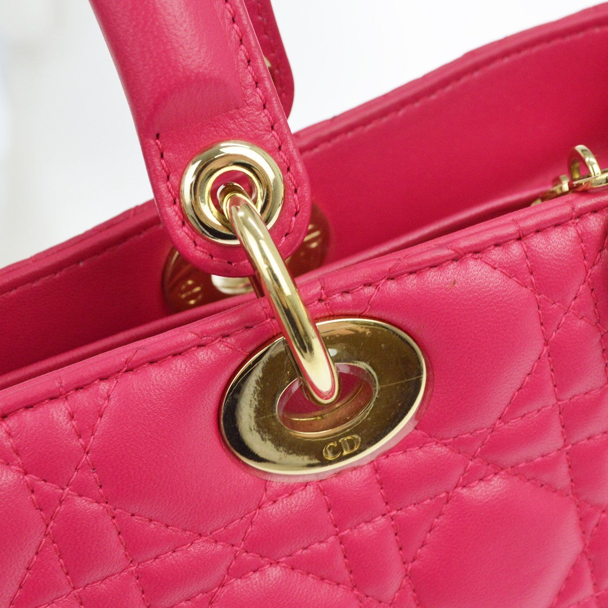 Christian Dior Lady Dior Cannage, Pink, Leather, Handbag