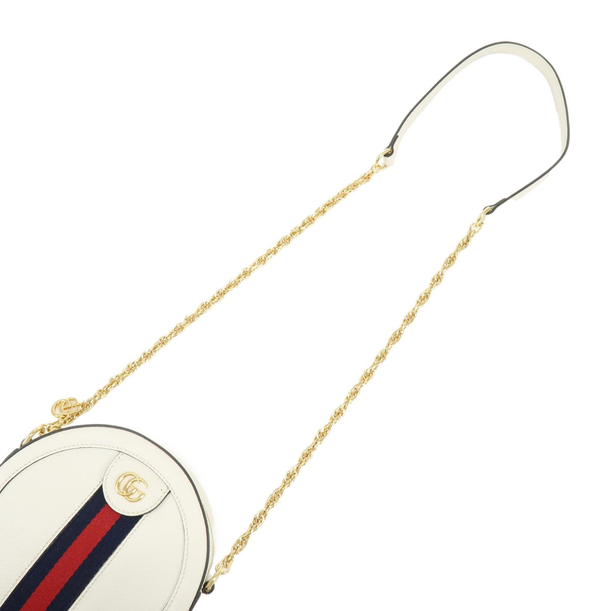 Gucci Ophidia Round Leather, White, Leather, Shoulder Bag