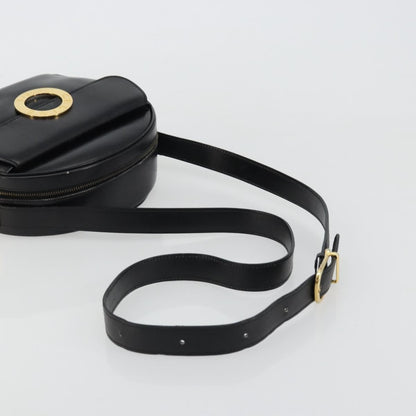 Celine Circle Logo Leather, Black, Leather, Shoulder Bag