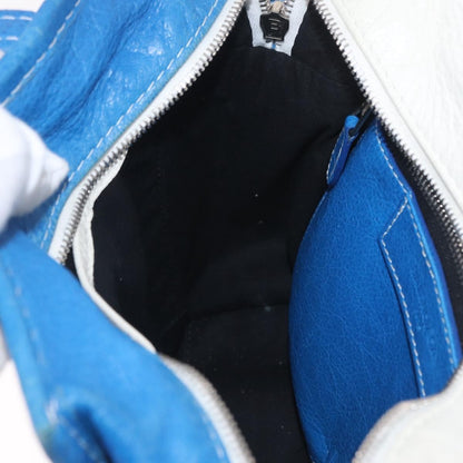 Balenciaga Bazar Convertible Striped Leather, Blue, Leather, Tote Bag