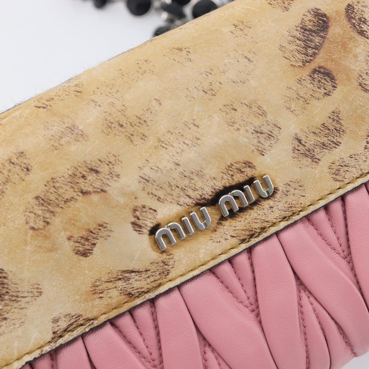 Miu Miu Convertible Flap Haircalf & Matelassé Nappa Leather, Pink, Calfskin, Crossbody Bag