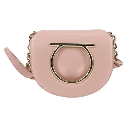 Salvatore Ferragamo Vela Flap Leather, Pink, Leather, Crossbody Bag