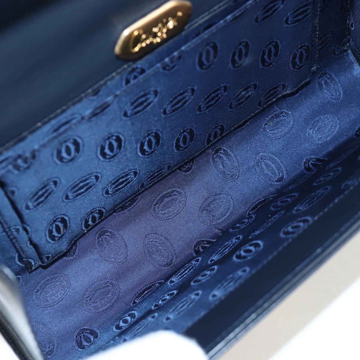 Cartier Sapphire Line Leather, Navy, Leather, Shoulder Bag