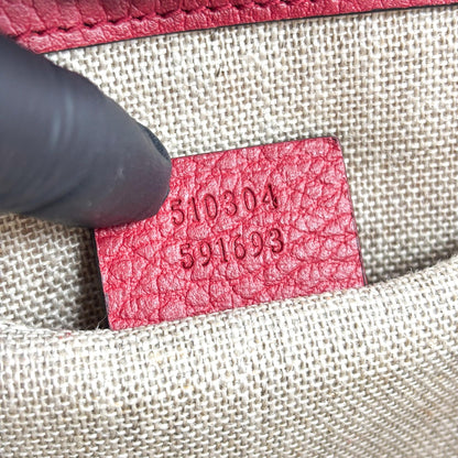 Gucci Interlocking Leather, Red, Leather, Shoulder Bag