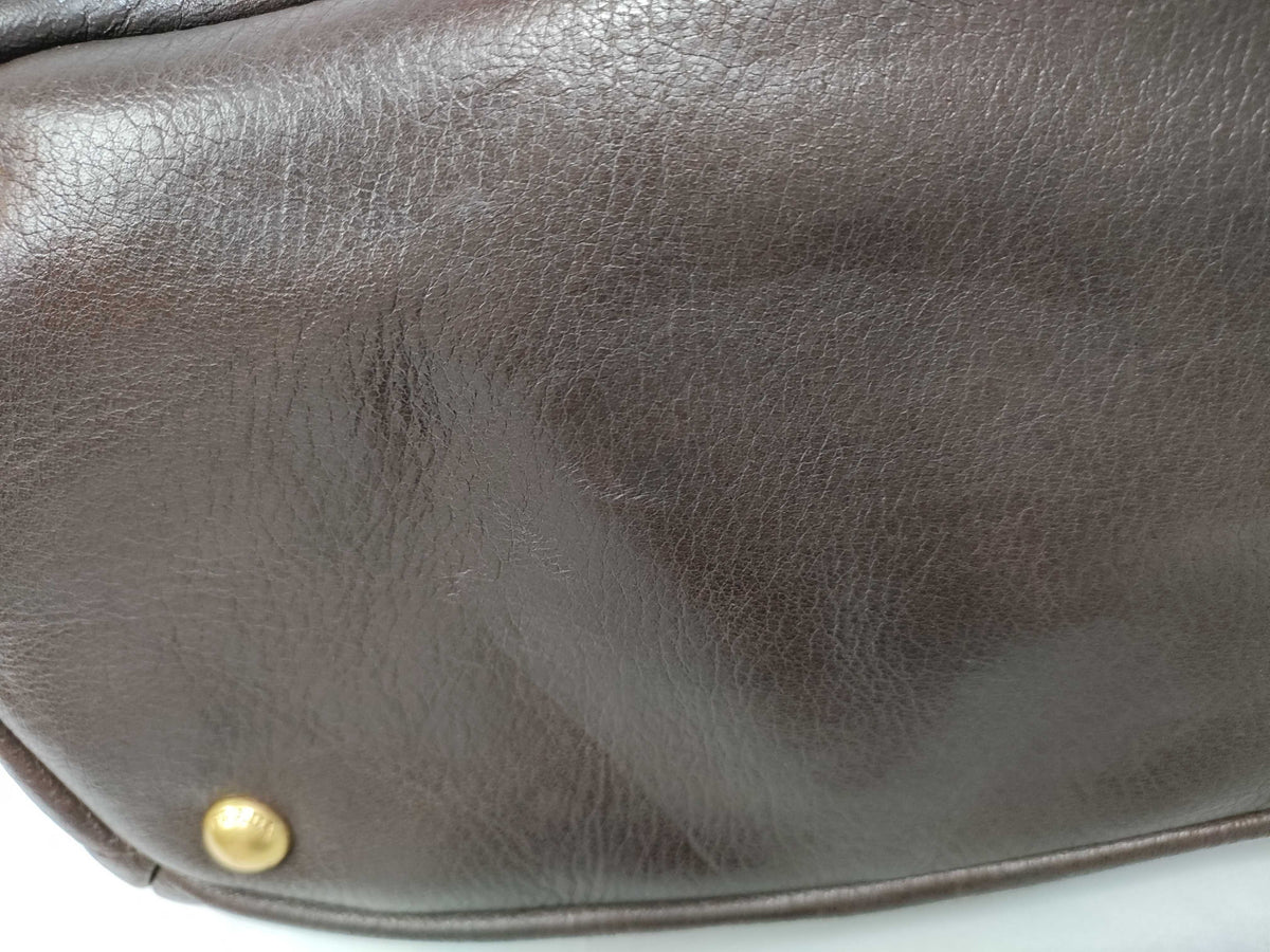 Prada Vitello Daino Convertible Tote Vitello Daino, Brown, Leather, Handbag