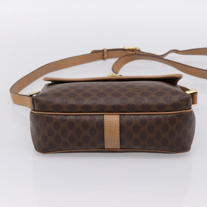 Celine Macadam Leather, Brown, Canvas, Shoulder Bag