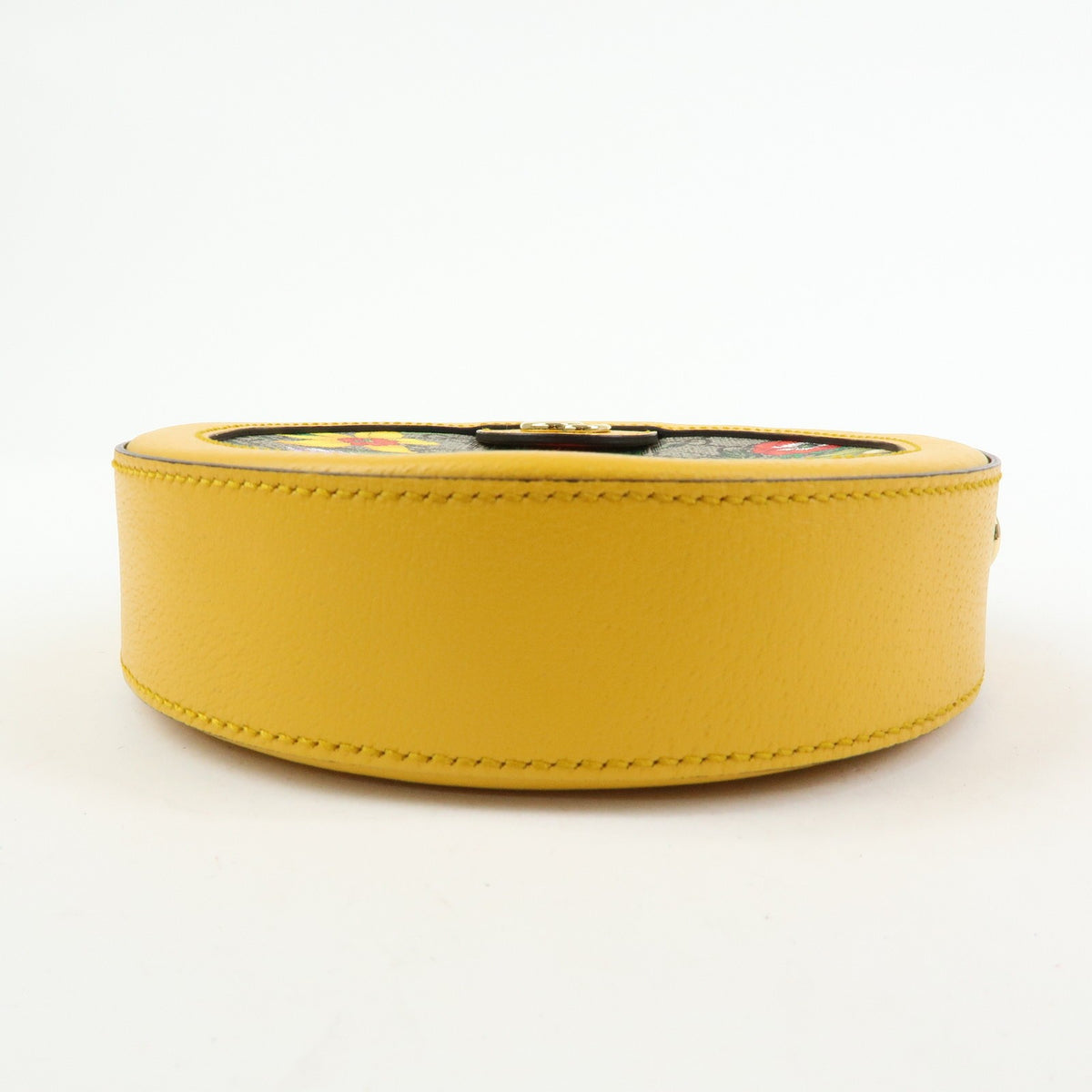 Gucci Ophidia Round Flora GG Coated Canvas, Yellow, Leather, Shoulder Bag