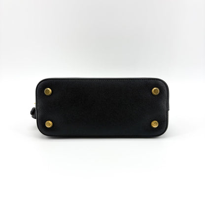 Balenciaga Logo Ville Leather, Black, Leather, Handbag