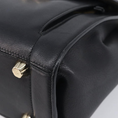 Salvatore Ferragamo Sofia Rainbow Saddle Leather, Black, Leather, Handbag