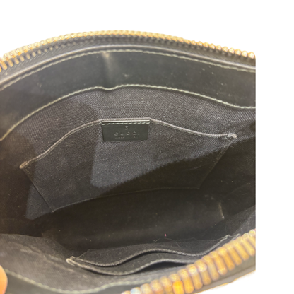 Gucci Web Strap Front Zip Messenger Printed GG Coated Canvas, Gray, Canvas, Crossbody Bag