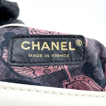 Chanel CC Lock Flap Bucket Quilted Lambskin, White, Leather, Shoulder Bag