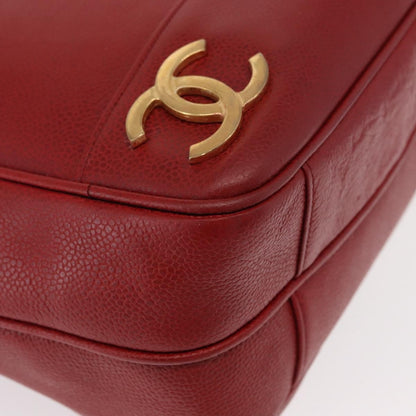 Chanel Vintage Metal CC Caviar, Red, Leather, Shoulder Bag