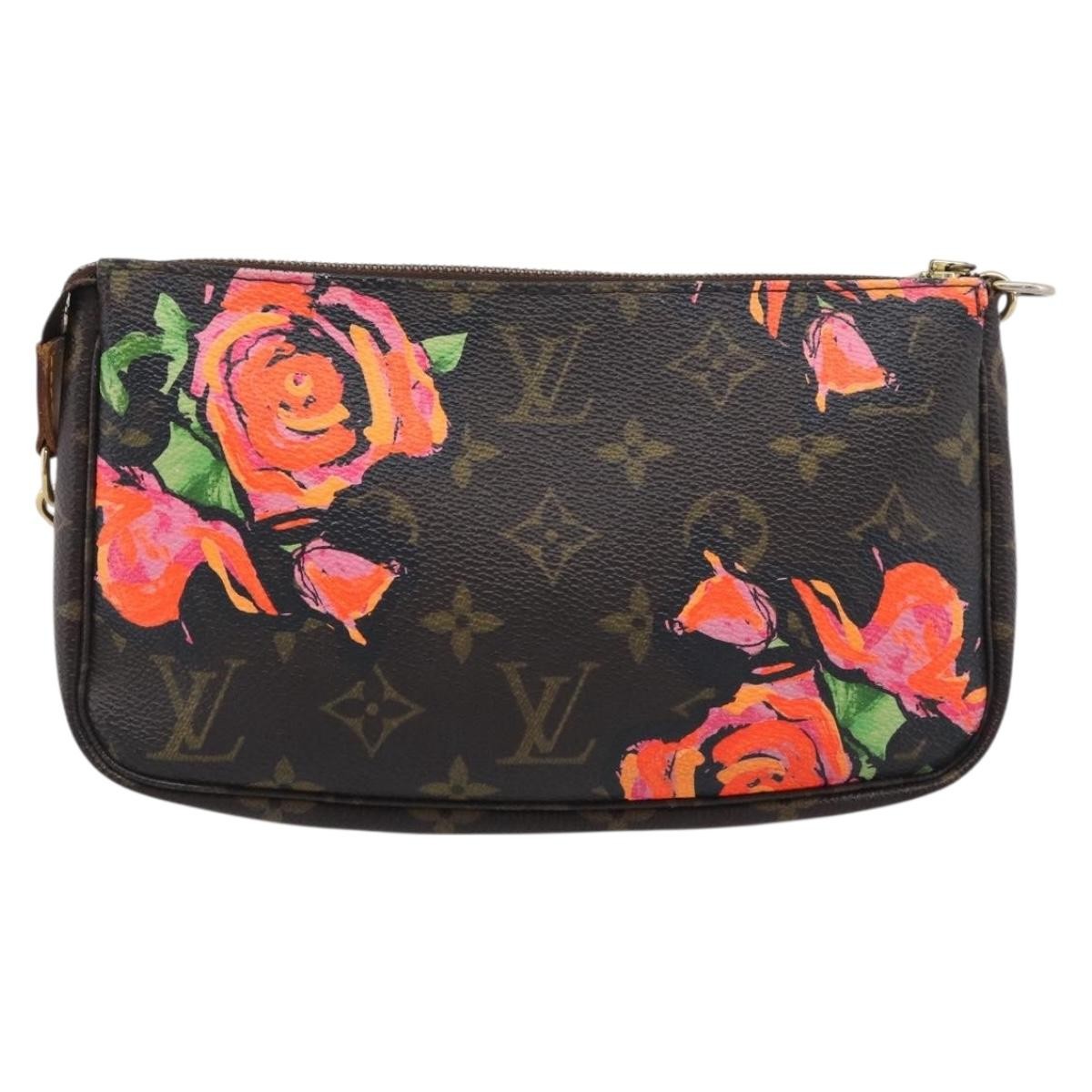 Louis Vuitton Pochette Accessoires Limited Edition Monogram Roses, Multicolour, Canvas, Clutch