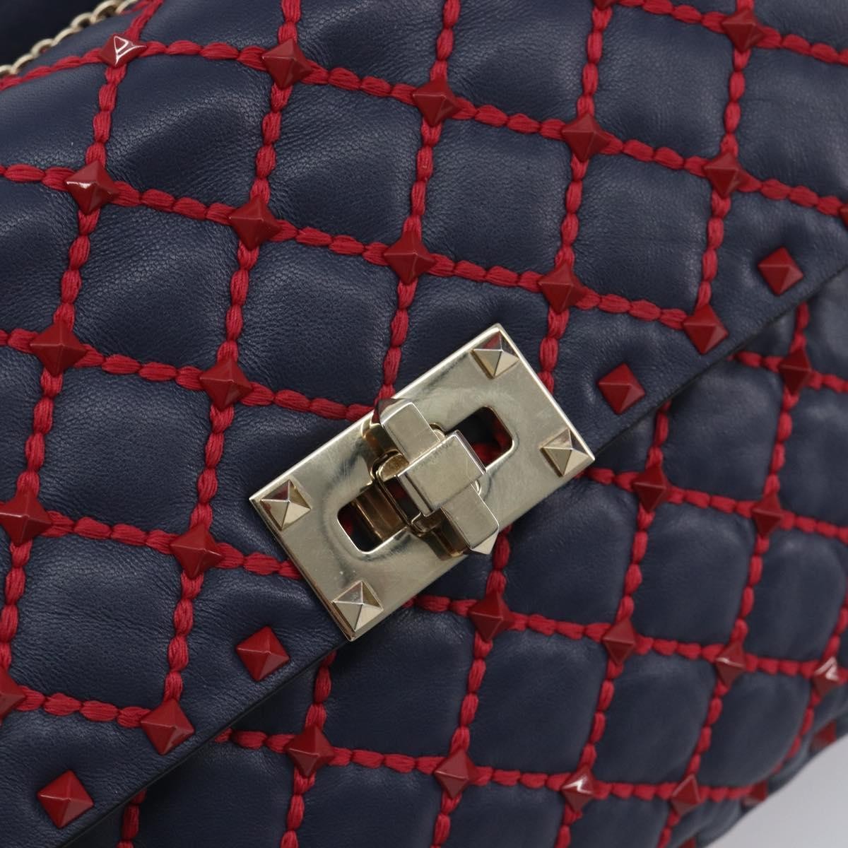 Valentino Garavani Rockstud Spike Flap Quilted Leather, Navy, Leather, Shoulder Bag