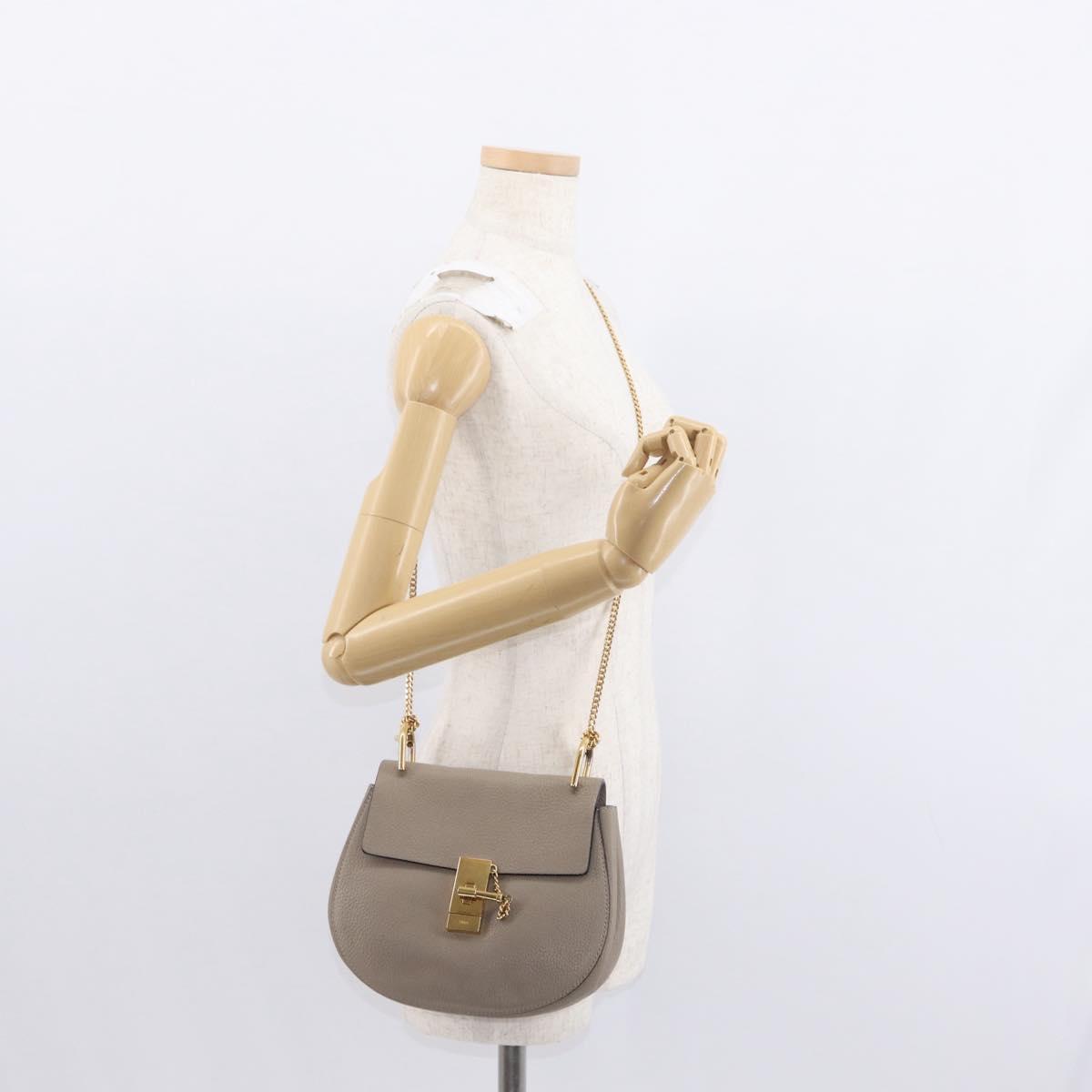 Chloe Drew Crossbody Bag Leather, BEIGE, LEATHER, Shoulder bag