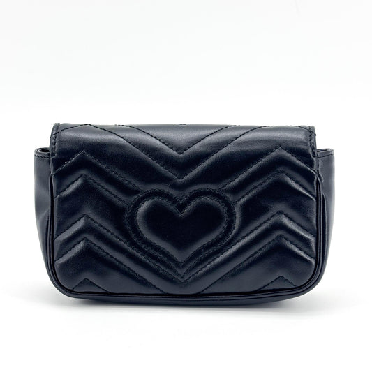 Gucci GG Marmont Flap Matelasse Leather, Black, Calfskin, Handbag