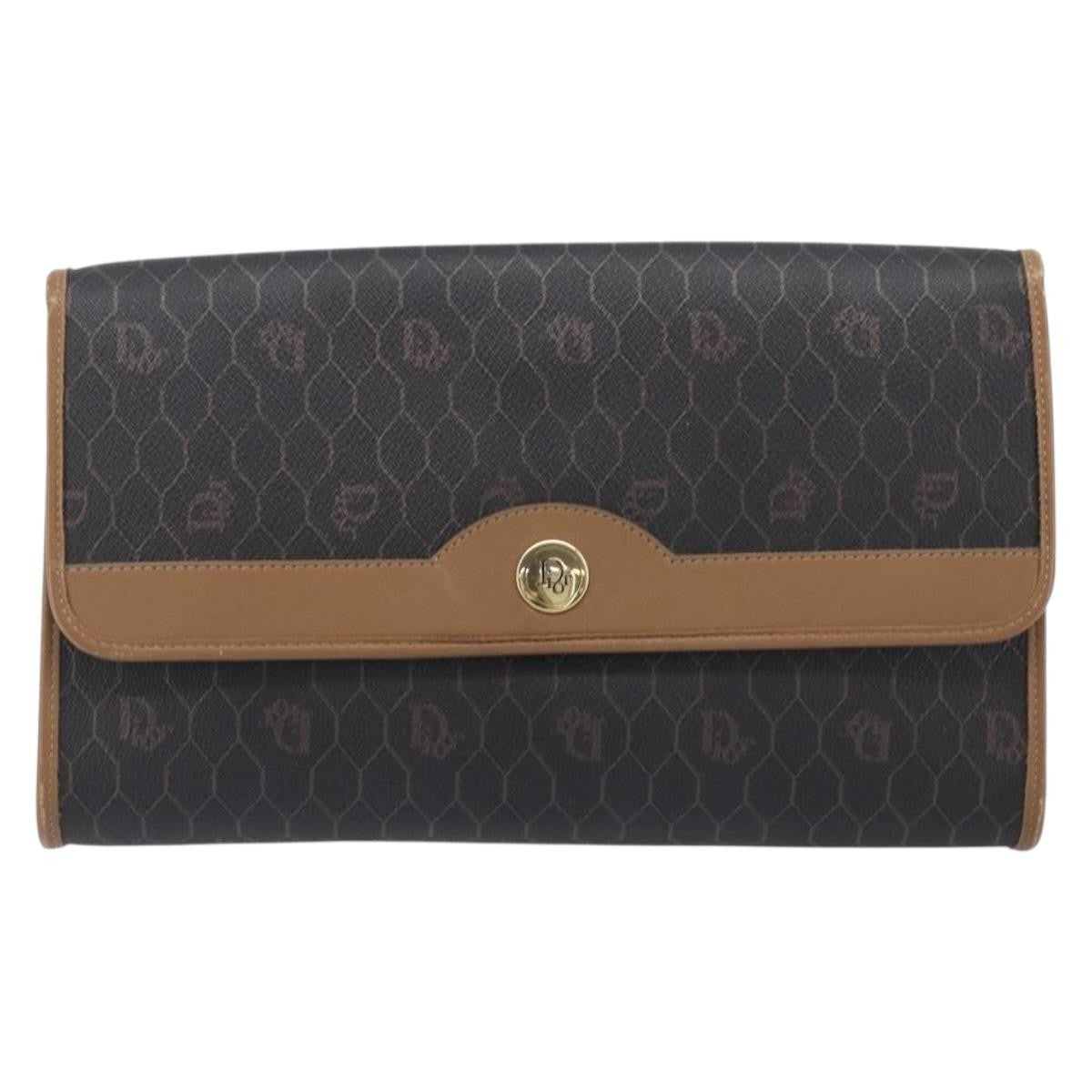 Christian Dior Vintage Honeycomb Canvas, Black, Canvas, Shoulder Bag