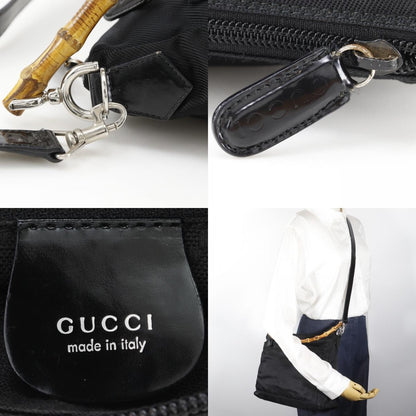 Gucci Sherry bamboo Nylon, Black, Nylon, Shoulder Bag