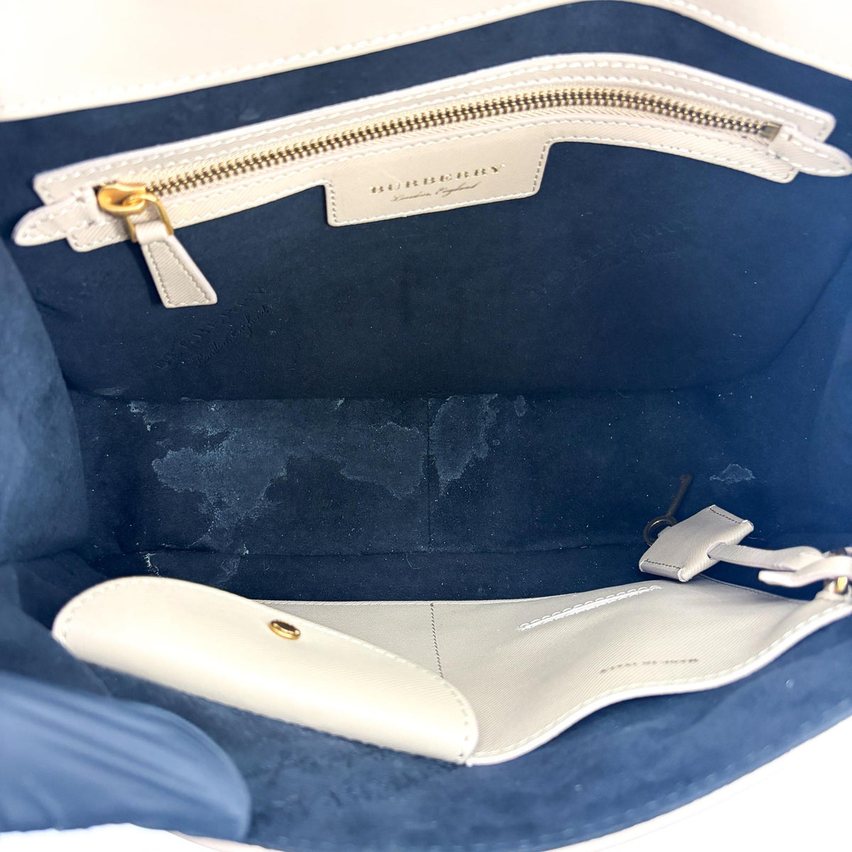 Burberry DK88 Top Handle Leather, Beige, Leather, Handbag