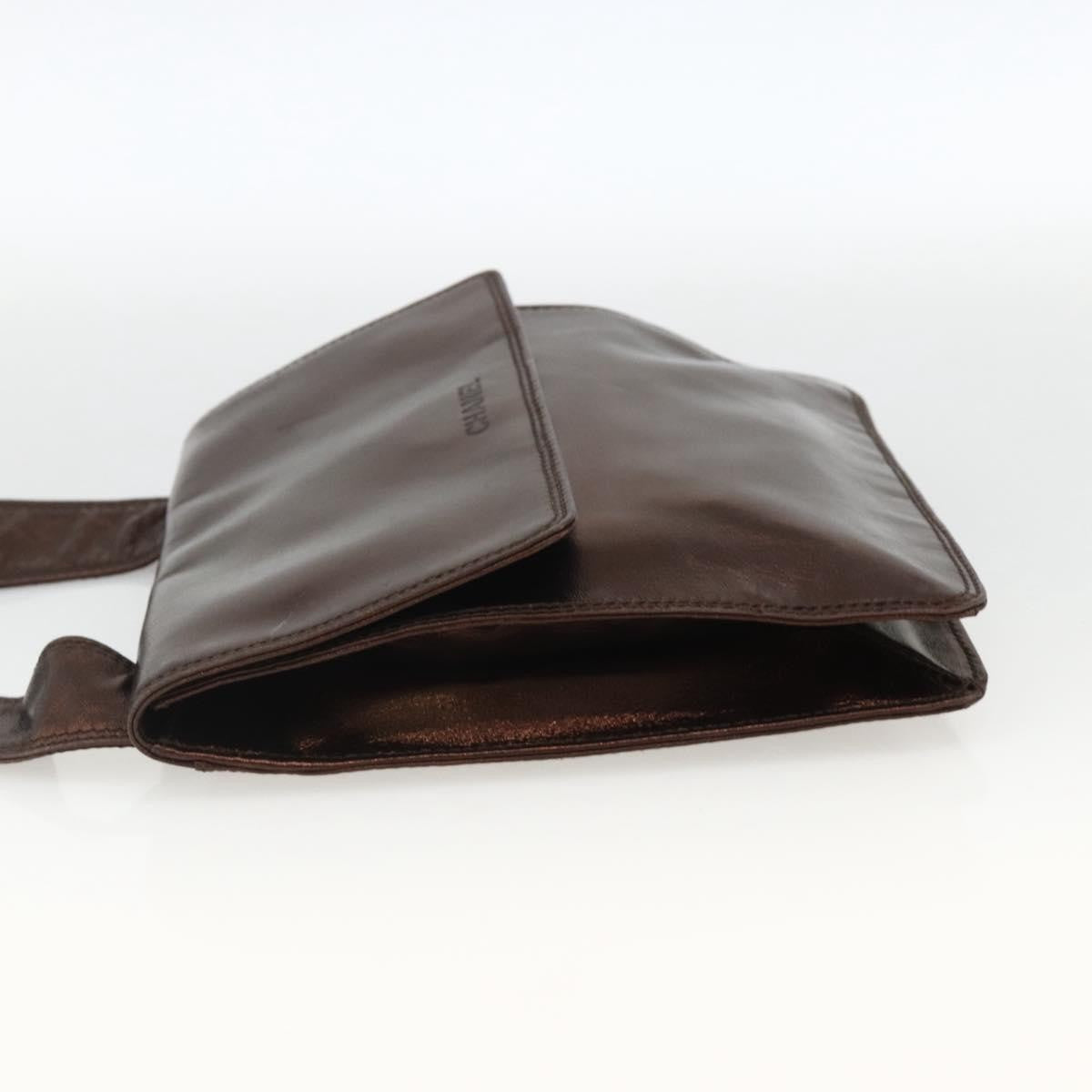 Chanel Vintage Logo Flap Messenger Leather, Brown, Leather, Shoulder Bag