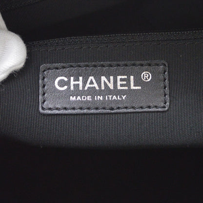 Chanel All Day Long Bowler Chevron Leather, Black, Leather, Tote Bag
