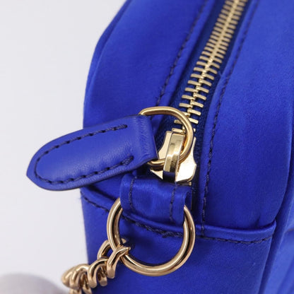 Stella McCartney Stella Star Camera Quilted Satin, Blue, Satin, Handbag