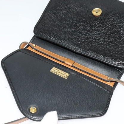 Christian Dior Vintage CD Flap Leather, Black, Leather, Shoulder Bag