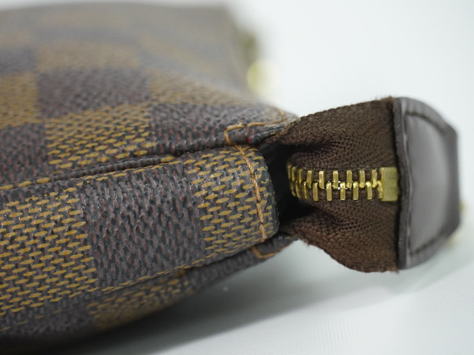 Louis Vuitton Pochette Accessoires Damier, Brown, Canvas, Clutch