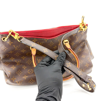 Louis Vuitton Pallas Monogram Canvas with Leather, Brown, Canvas, Tote Bag