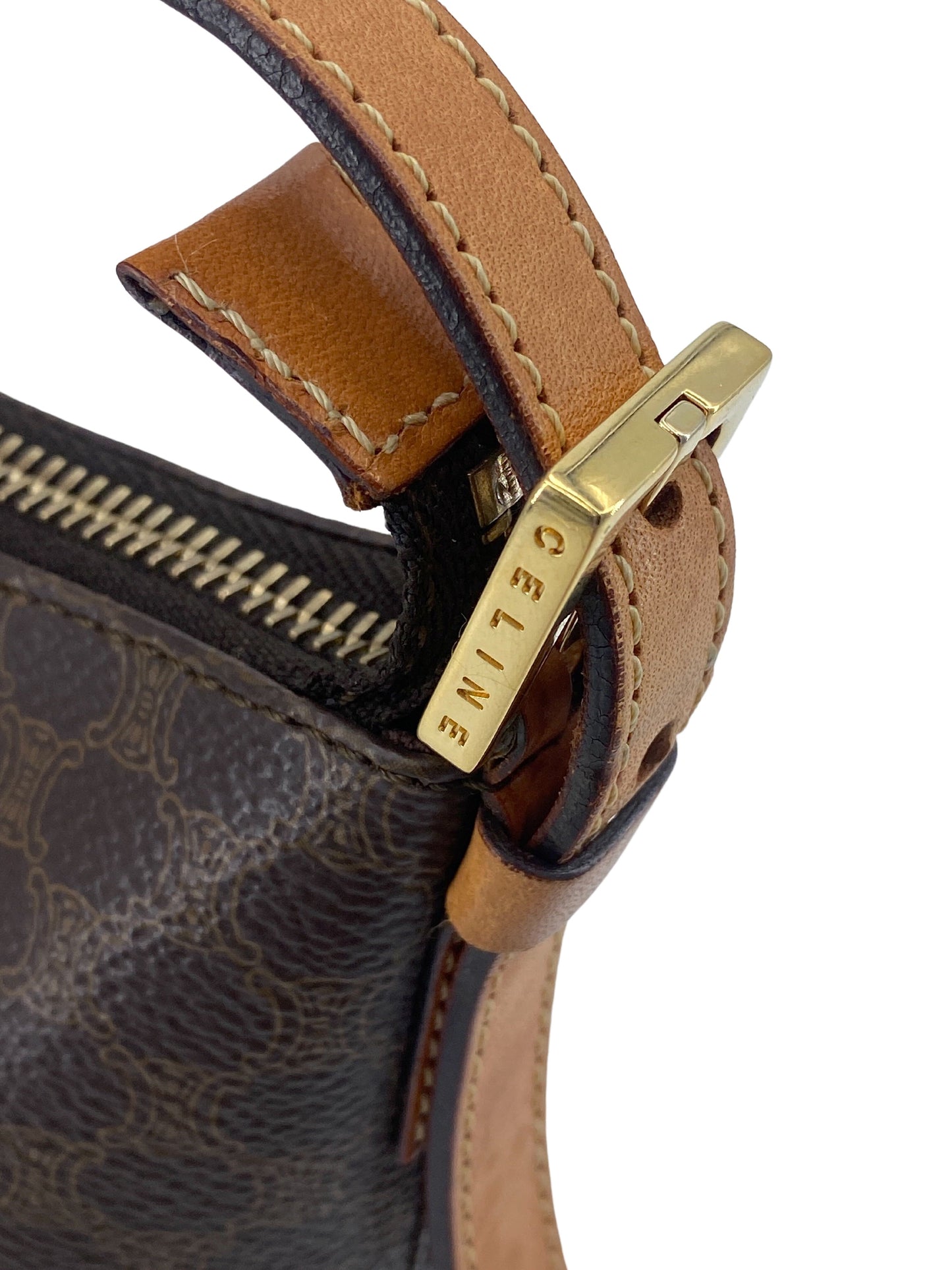 Céline Macadam, Brown, Leather, shoulder