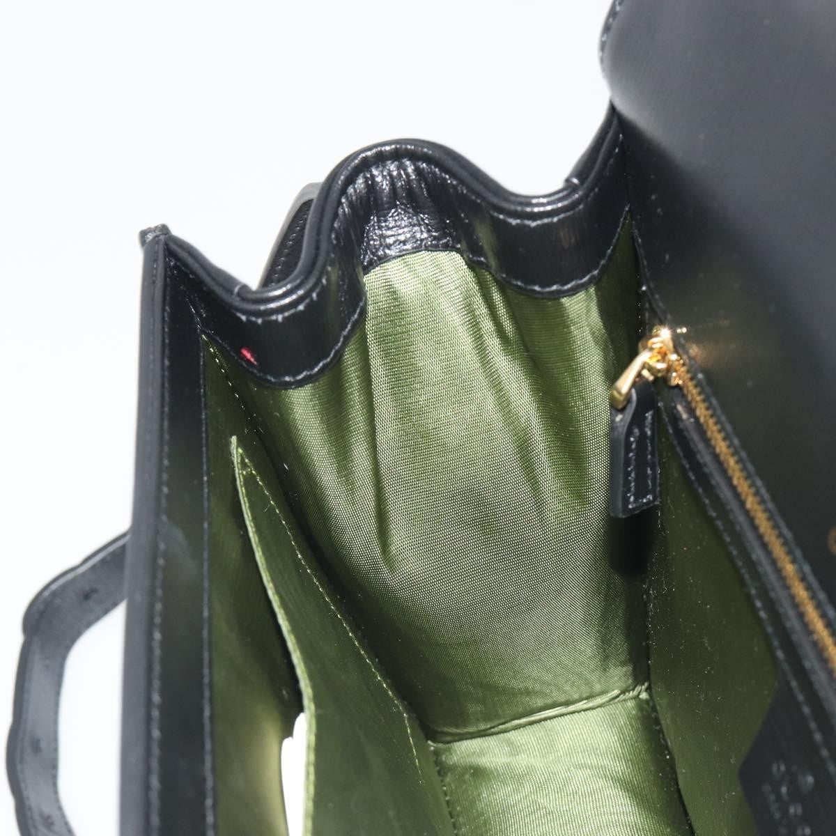 Gucci GG Ring Leather, Black, Leather, Shoulder Bag