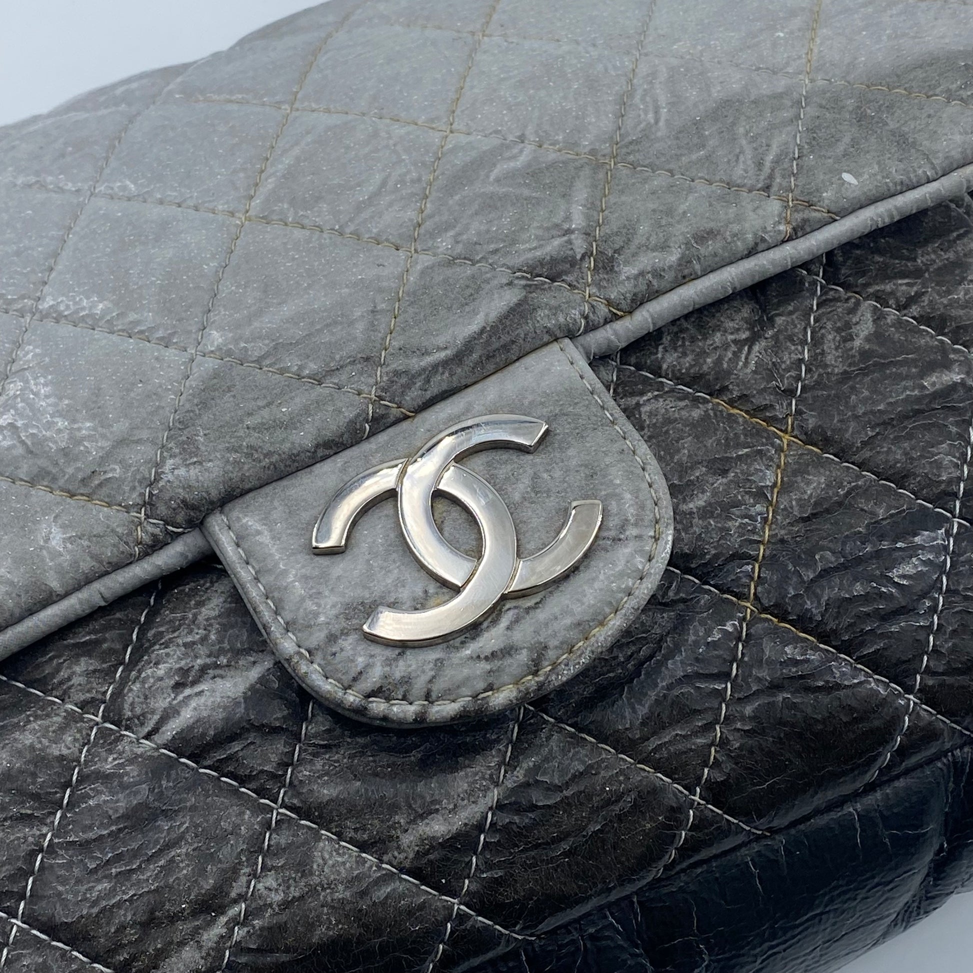 Chanel Jumbo, Brown, Canvas, shoulder