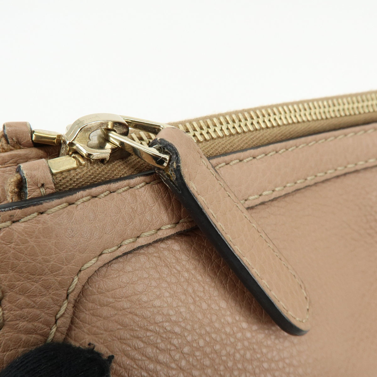 Gucci Bella Zip Leather, Beige, Leather, Tote Bag