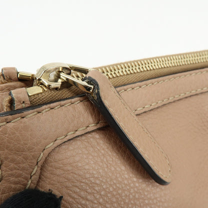 Gucci Bella Zip Leather, Beige, Leather, Tote Bag