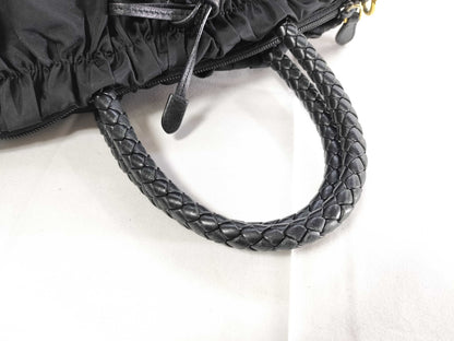 Prada Bow Convertible Tessuto, Black, Nylon, Tote Bag