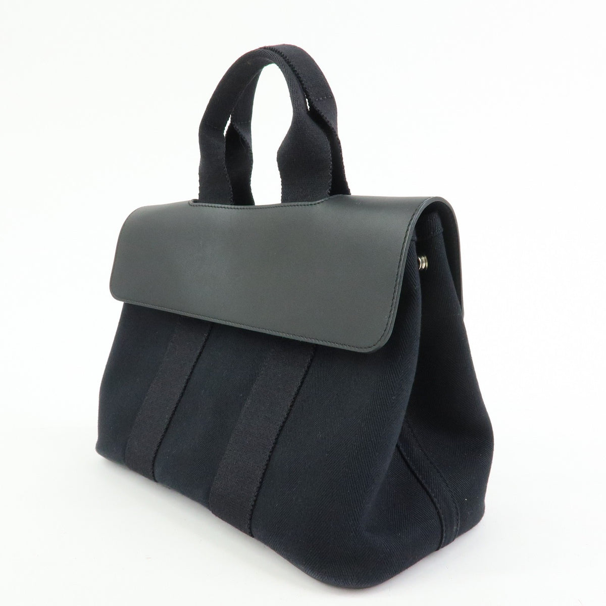 Hermes Valparaiso Toile and Leather, Black, Canvas, Handbag