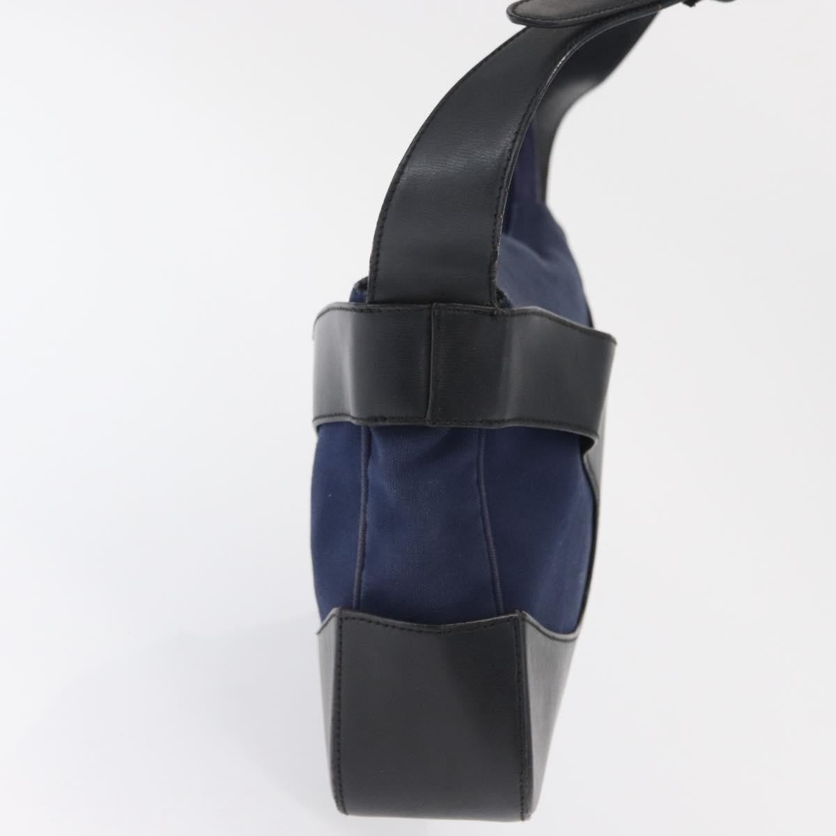 Salvatore Ferragamo Cut Out Leather and Canvas, Navy, Canvas, Shoulder Bag