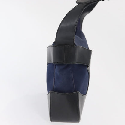 Salvatore Ferragamo Cut Out Leather and Canvas, Navy, Canvas, Shoulder Bag
