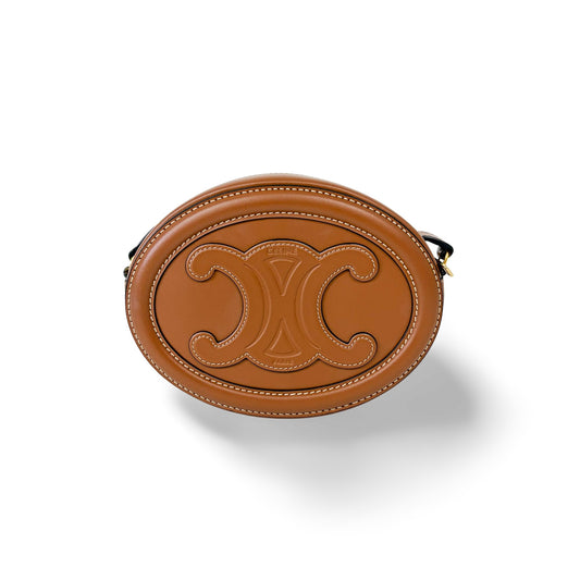 Celine Triomphe Oval Crossbody Bag Triomphe Coated Canvas and Leather, Camel, Leather, Handbag