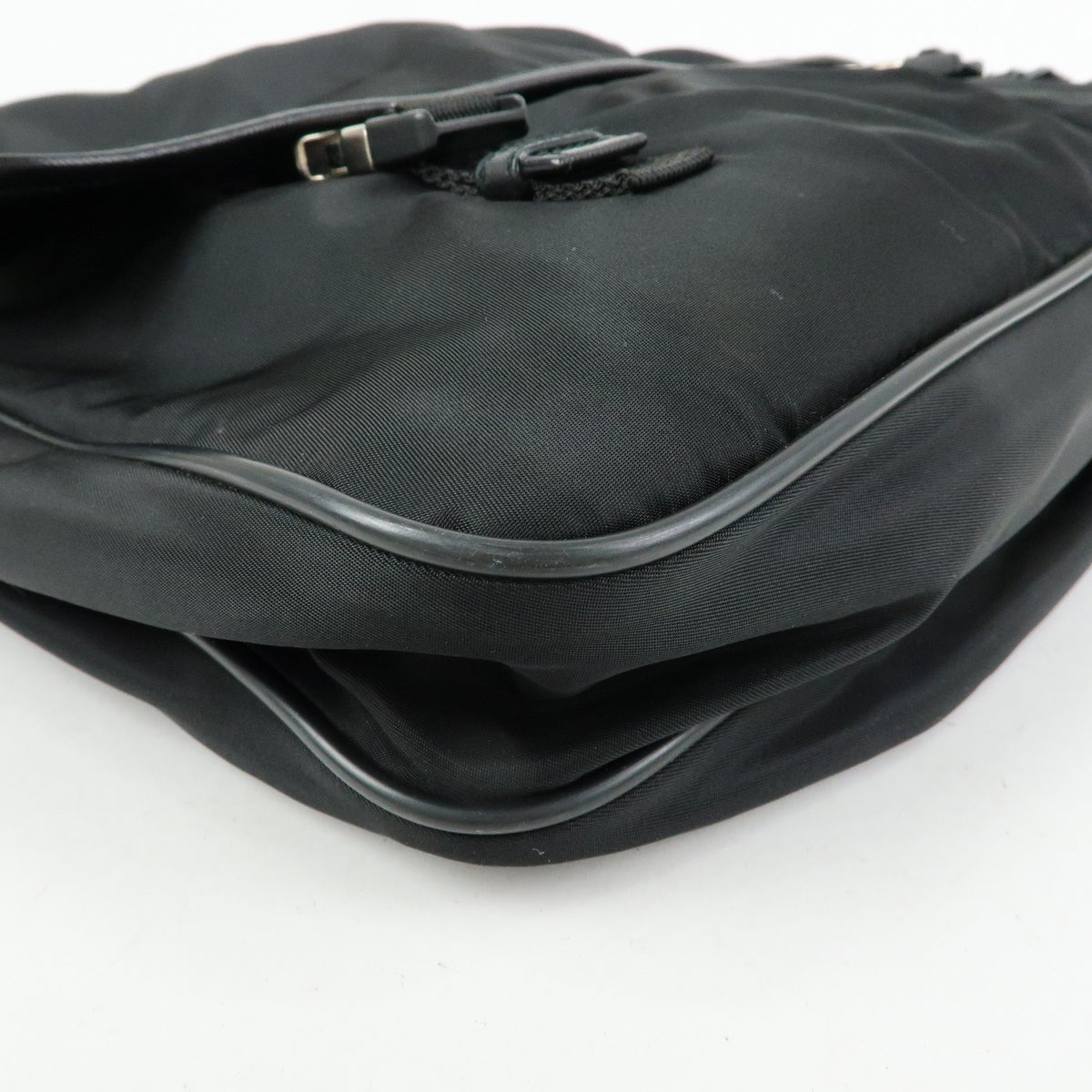 Prada Buckle Messenger Tessuto, Black, Nylon, Handbag