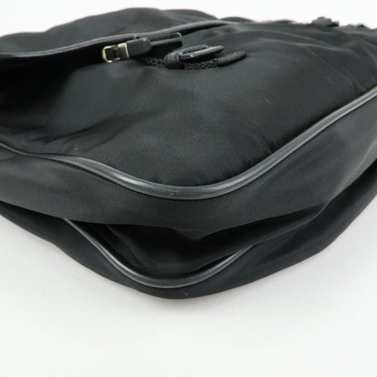 Prada Buckle Messenger Tessuto, Black, Nylon, Handbag