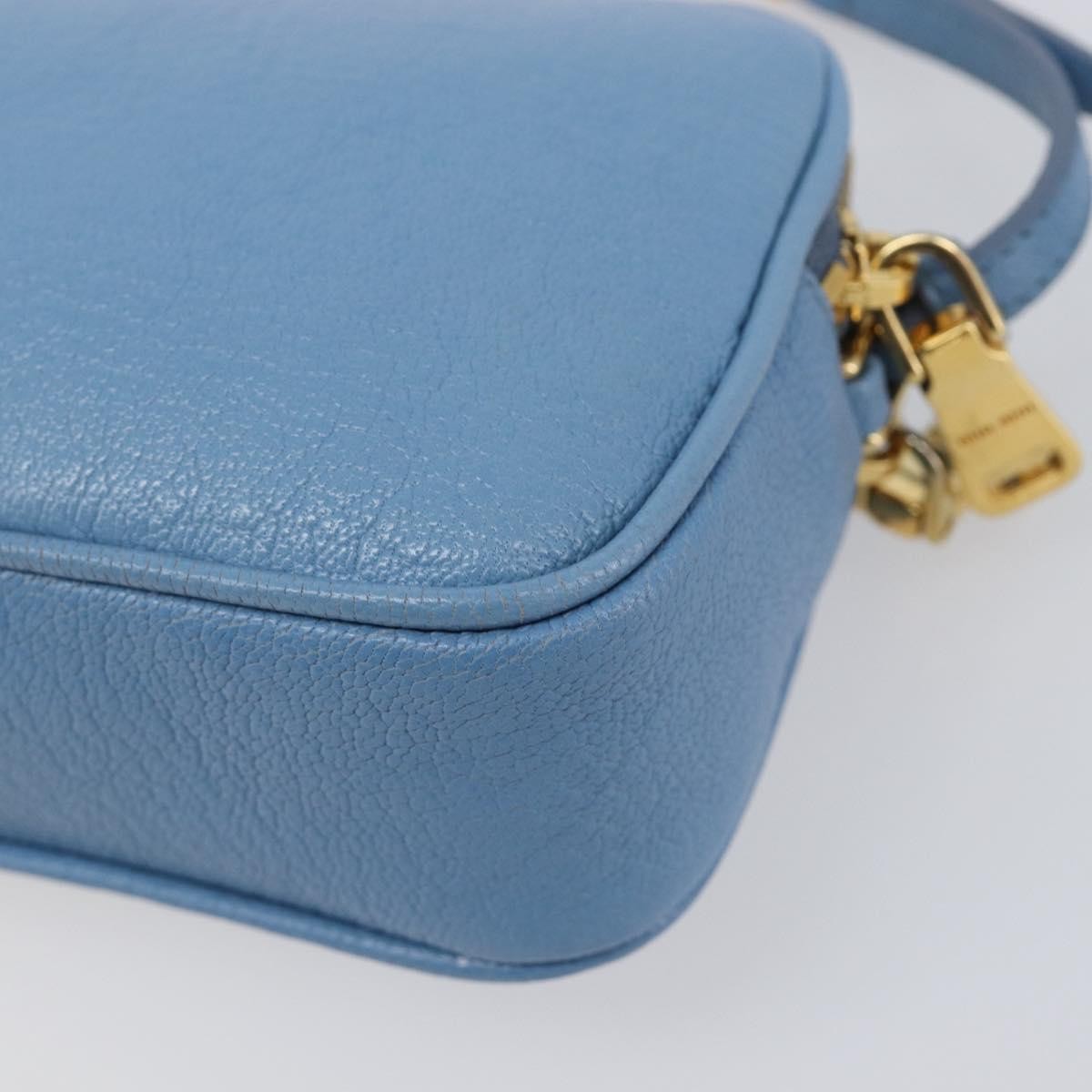 Miu Miu Double Zip Pochette Leather, Blue, Leather, Clutch