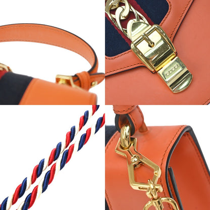 Gucci Sylvie Leather, Orange, Leather, Handbag