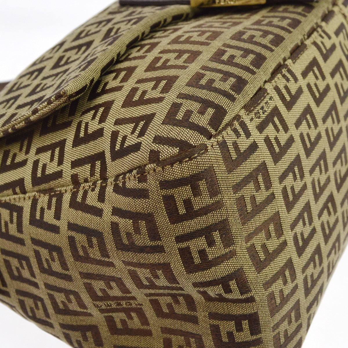 Fendi Zucchino Canvas Mamma Baguette Canvas, Brown, Canvas, Shoulder Bag