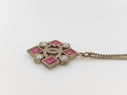 Chanel CC No. 5 Pendant Necklace Metal with Resin, Gold, Gold, Necklace