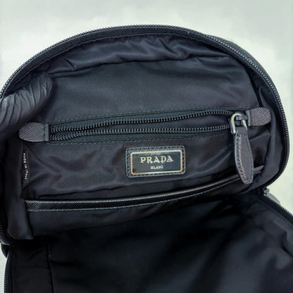 Prada Zip Sling Re-Nylon, Black, Nylon, Backpack