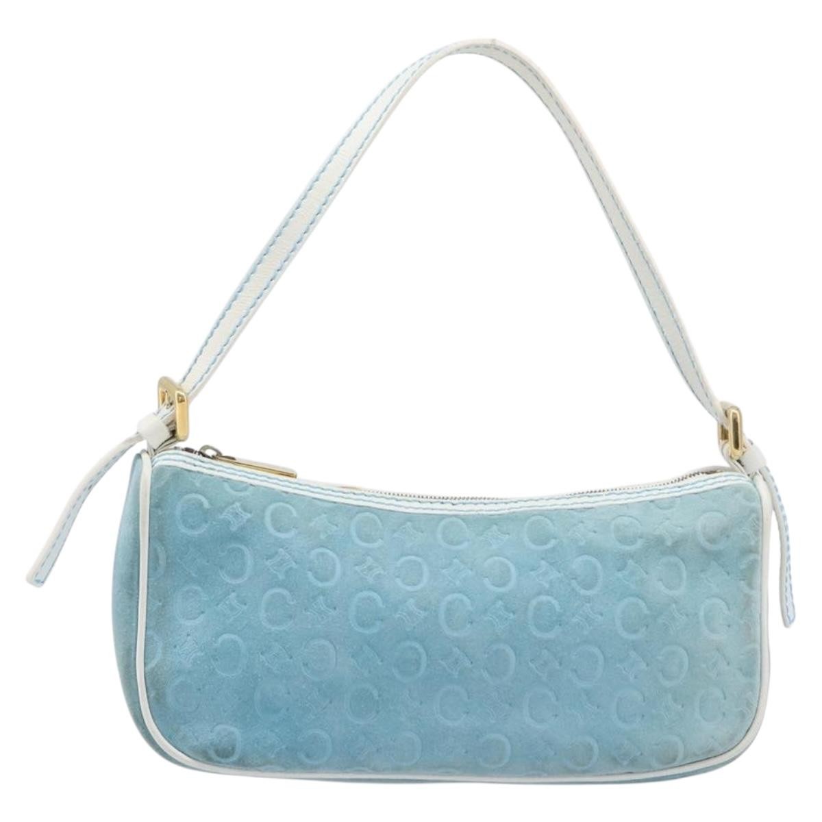 Celine C Macadam Suede, Turquoise, Suede, Handbag