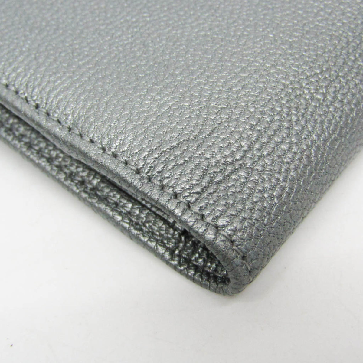 Chanel CC Button Bi-Fold Card Case Leather, Silver, Leather, Card Holder